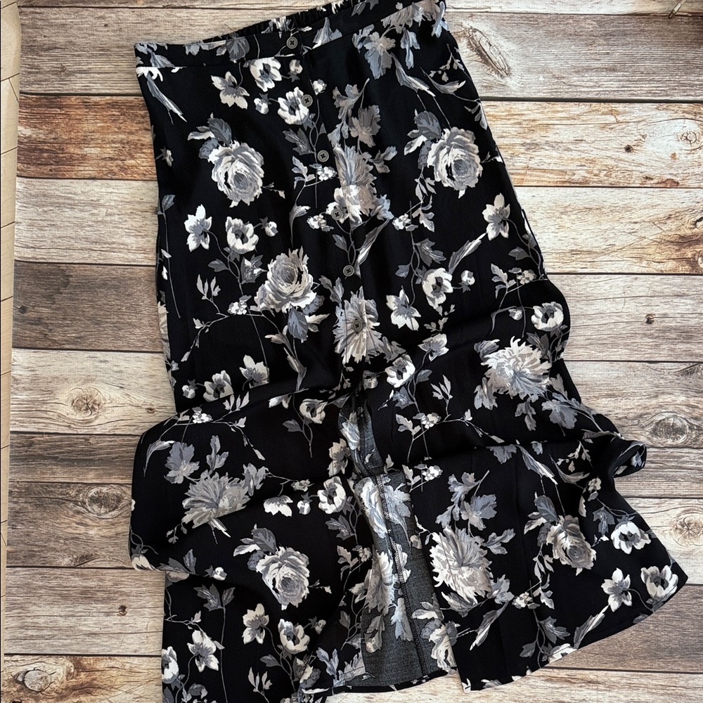 Wild Fable Black and Gray Floral Maxi Skirt